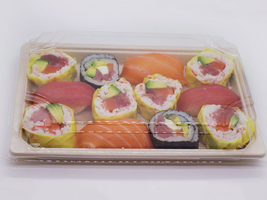 Clear Lid Medium Fiber Sushi Trays