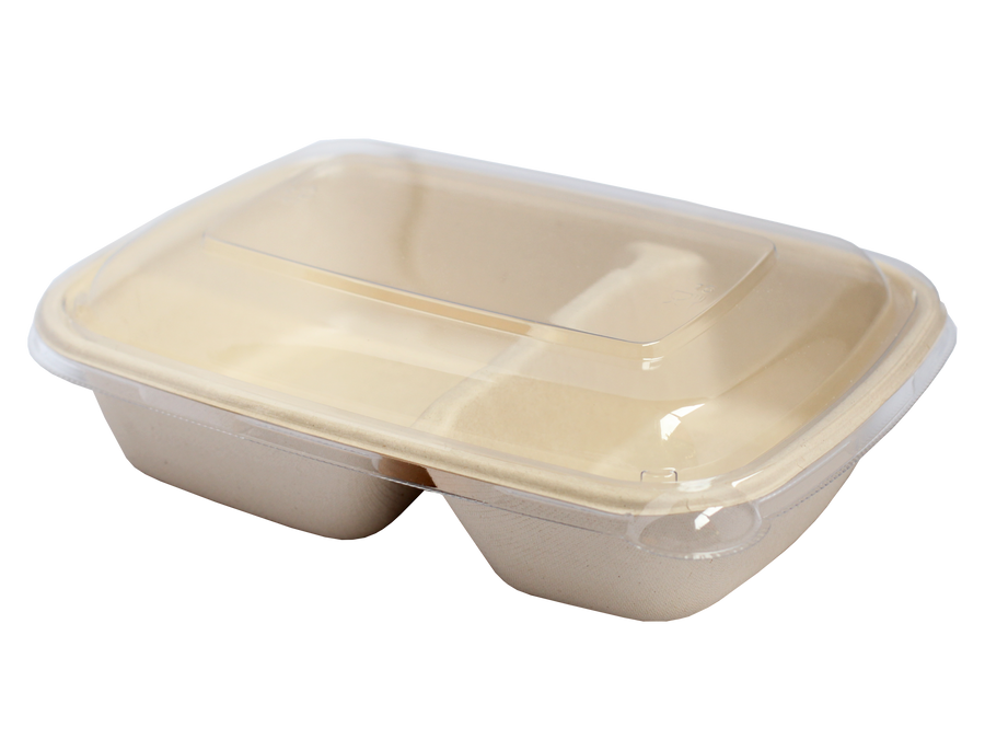 32oz Black Meal Prep Rectangle Three Compartment Containers. - Pak