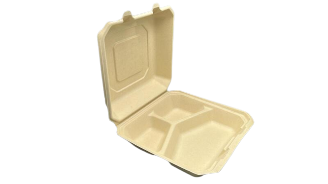 8x8 3- Compartment Fiber Clamshells